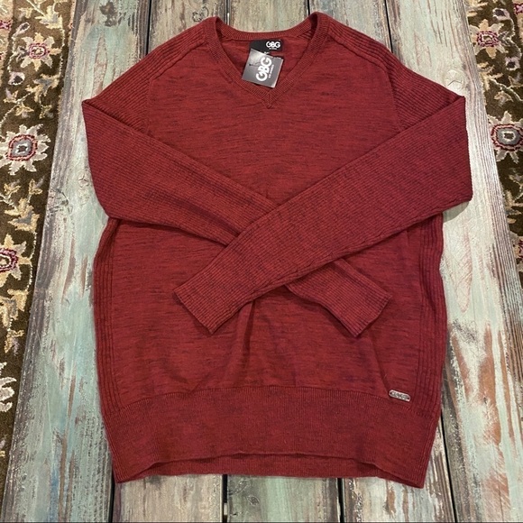GBG Los Angeles NWT Sweater XL Red Premium Cotton Raul LS Crew Men’s Maroon New - Picture 9 of 9